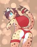2017 4:5 absurd_res anthro breasts butt cheetah christmas felid feline female hi_res holidays looking_at_viewer looking_back mammal solo yukihyo