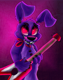 4_fingers anthro big_eyes biped bow_(feature) bow_tie claws electric_guitar fingers front_view fur glowing glowing_eyes guitar holding_musical_instrument holding_object looking_at_viewer machine male musical_instrument nude plucked_string_instrument purple_body purple_fur red_eyes solo standing string_instrument toony plaguedogs123 five_nights_at_freddy's scottgames bonnie_(fnaf) animatronic lagomorph leporid mammal rabbit robot 2015 absurd_res hi_res