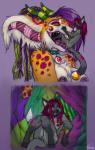 anthro breasts collar duo female female_pred glamfur happy horn inert_stomach internal multi_eye oral_vore organs plushie plushie_pred sparklefur stomach vore vera_(artist) vera_(vera) animate_inanimate felid langurhali living_plushie mammal hi_res