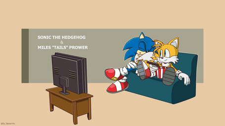 2_tails age_difference anthro biped blue_body blue_fur clothing crossed_legs duo electronics eyes_closed fluffy fluffy_tail food footwear fur furniture gloves green_sofa handwear looking_at_another male multi_tail multicolored_clothing multicolored_footwear multicolored_shoes on_model on_sofa popcorn red_clothing red_footwear red_shoes shoes simple_background sitting sitting_on_sofa sleeping smile sofa tail tan_background television text two_tone_clothing two_tone_footwear two_tone_shoes white_clothing white_footwear white_gloves white_handwear white_shoes yellow_body yellow_fur younger_anthro younger_male navarrito sega sonic_channel sonic_the_hedgehog_(series) miles_prower sonic_the_hedgehog canid canine eulipotyphlan fox hedgehog mammal 16:9 2023 4k absurd_res artist_name cel_shading character_name digital_drawing_(artwork) digital_media_(artwork) english_text hi_res shaded wallpaper widescreen