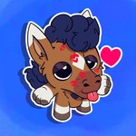 ambiguous_gender anthro chibi fluffy fluffy_tail heart_symbol kiss_mark kissing lipstick makeup puffy_hair solo sticker tail telegram_sticker tongue tongue_out mrdarknesswolf equid equine horse mammal hi_res