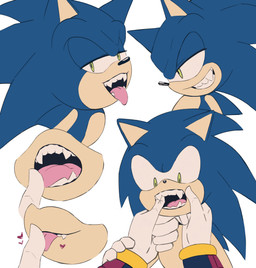 ambiguous_gender anthro blue_body blue_fur clothing disembodied_hand duo fangs finger_fetish finger_in_mouth finger_lick finger_play fingers fur gloves green_eyes grin handwear holding_chin licking lidded_eyes looking_aside looking_at_viewer mawplay mouth_focus mouth_play sharp_teeth simple_background smile solo_focus teeth tongue tongue_out white_background nenemyun sega sonic_the_hedgehog_(series) sonic_the_hedgehog eulipotyphlan hedgehog mammal 2026 absurd_res digital_drawing_(artwork) digital_media_(artwork) english_description hi_res