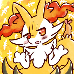 ambiguous_anthro ambiguous_gender anthro biped blush crossbar_emanata emanata food front_view looking_at_viewer object_in_tail open_mouth shrimp_(food) simple_background snout solo standing tail annyui0611 nintendo pokemon braixen canid generation_6_pokemon mammal pokemon_(species) 1:1 2022 digital_drawing_(artwork) digital_media_(artwork) half-length_portrait hi_res japanese_description portrait translated_description