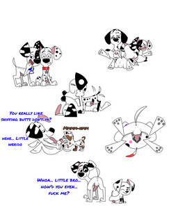 2_missing_limbs amputee black_body black_ears black_fur black_nose black_spots blue_collar bodily_fluids collar cum cum_inside dirty disability double_amputee fellatio female female_penetrated feral feral_on_feral feral_penetrated feral_penetrating feral_penetrating_feral freckled_face freckles fur genital_fluids genitals kissing leg_markings licking male male/female male/male male_penetrating male_penetrating_female markings missing_leg missing_limb oral oral_penetration penetration penile penile_penetration penis penis_lick profanity red_collar sex sniffing socks_(marking) spots text tongue toony vaginal vaginal_penetration white_body white_fur white_spots young foxretro 101_dalmatian_street 101_dalmatians disney d.j._(101_dalmatians) da_vinci_(101_dalmatians) dawkins_(101_dalmatians) deepak_(101_dalmatians) delgado_(101_dalmatians) diesel_(101_dalmatians) dio_(biowolf12) dylan_(101_dalmatians) canid canine canis dalmatian domestic_dog mammal absurd_res english_text hi_res