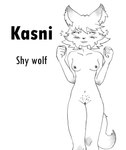 anthro blush blush_lines breasts cheek_tuft chest_tuft facial_tuft female genitals hair nipples nude posed pubes pussy short_hair small_breasts solo tuft efradraws northwind_(efradraws) kasni_(efradraws) canid canine canis mammal wolf absurd_res graphite_(artwork) hi_res monochrome sketch traditional_media_(artwork)