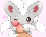 2023 ambiguous_gender azuo balls bestiality blush cinccino duo embrace feral first_person_view fur generation_5_pokemon genitals grey_body grey_fur handjob heart_symbol hi_res hug human human_on_feral human_pov humanoid_genitalia humanoid_penis interspecies male male/ambiguous male_pov mammal nintendo one_eye_closed penile penis penis_hug pink_background pokemon pokemon_(species) pokephilia sex simple_background size_difference white_body white_fur