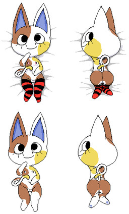 anthro anus arms_bent bedding bedding_background black_clothing black_eyes black_legwear black_thigh_highs blue_inner_ear blue_pawpads brown_body brown_butt brown_ears brown_tail butt closed_smile clothed clothed_anthro clothed_female clothing dakimakura eyelashes featureless_feet featureless_hands feet female female_anthro genitals grey_nipples head_turned hindpaw legwear looking_at_viewer looking_back looking_back_at_viewer lying mostly_nude_anthro mostly_nude_female mouth_closed multicolored_body multicolored_clothing multicolored_legwear multicolored_tail multicolored_thigh_highs navel nipples no_pupils noseless nude nude_anthro nude_female on_back on_front pattern_clothing pattern_legwear pattern_thigh_highs pawpads paws pink_nipples red_clothing red_legwear red_thigh_highs smile solo striped_clothing striped_legwear striped_thigh_highs stripes tail thigh_highs two_tone_clothing two_tone_legwear two_tone_thigh_highs vulva white_body white_ears white_sclera white_tail yellow_body yellow_tail grorby animal_crossing nintendo purrl_(animal_crossing) calico_cat domestic_cat felid feline felis mammal 2025 dakimakura_design digital_media_(artwork) pixel_(artwork) shaded