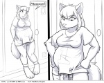 5:4 annoyed anthro breasts canid canine clothed clothing comic dialogue english_text faf fafcomics female fox greyscale hetty_(faf) mammal monochrome overweight overweight_anthro overweight_female solo text