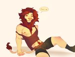 abs anthro body_hair clothing happy_trail loose_shirt male mane nipples skinny solo underwear nikittyiringiro felid feline lion mammal pantherine 4:3 hi_res