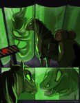 containment_tube duo feral harness looking_at_another male mask saddle saddle_bag sharp_teeth teeth manahallowhound marvel spider-man_(series) horse_venom spider-horse_(manahallowhound) alien equid equine hybrid mammal symbiote absurd_res comic hi_res
