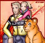 blonde_hair blue_eyes electronics female feral fur group hair headphones human_focus male not_furry_focus orange_body orange_eyes orange_fur xxxcuteemmyxx capcom dead_rising chuck_greene katey_greene snowflake_(dead_rising) felid human mammal pantherine tiger daughter_(lore) father_(lore) father_and_child_(lore) father_and_daughter_(lore) parent_(lore) parent_and_child_(lore) parent_and_daughter_(lore)