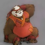 anthro black_body black_nose bodily_fluids kemono male nipples overweight overweight_male solo sweat white_body laohu crave_saga shaoren_(crave_saga) bear giant_panda mammal 1:1 2023