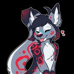 anthro eyes_closed fur fur_markings grey_body hair heart_symbol long_tail making_faces mane markings pose smile solo tail telegram_sticker tongue tongue_out symrea felid feline mammal 1:1 alpha_channel digital_media_(artwork)