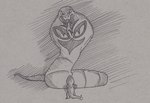 arbok charmander doesnotexist duo fire forked_tongue generation_1_pokemon hi_res looking_down markings nintendo open_mouth pen_(artwork) pokemon pokemon_(species) rear_view reptile scalie scared shaking shivering size_difference snake tongue traditional_media_(artwork)