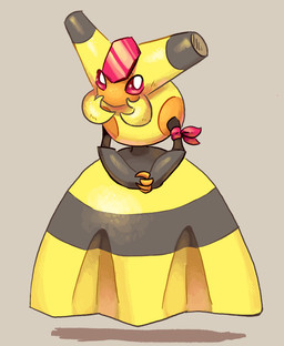 antennae_(anatomy) anthro black_body brown_background claws dipstick_antennae female finger_claws floating forehead_gem freckled_face freckles gem glistening glistening_eyes mandibles multicolored_antennae orange_body red_eyes red_ribbon shadow simple_background solo yellow_body shellyochunks nintendo pokemon tales_of_tabira clover_(tales_of_tabira) generation_4_pokemon pokemon_(species) vespiquen 2015