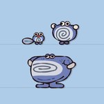 ambiguous_gender anthro biped blue_body countershade_torso countershading group half-closed_eyes narrowed_eyes spiral tail trio cas_van_de_pol nintendo pokemon amphibian generation_1_pokemon pokemon_(species) poliwag poliwhirl poliwrath 1:1 hi_res