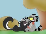 balls blush bodily_fluids cum duo female feral genital_fluids genitals interspecies male male/female nature penis tongue kippykat nickelodeon the_loud_house ann_(the_loud_house) nacho_(the_loud_house) mammal mephitid procyonid raccoon skunk hi_res