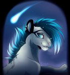 blue_eyes blue_hair cheek_tuft ear_piercing eyelashes facial_tuft female feral fur grey_body grey_fur hair looking_at_viewer open_mouth outside paws piercing pink_nose shooting_star sky solo tuft whiskers layala felid mammal 2017 artist_name digital_media_(artwork) hi_res shaded smaller_version_at_source