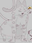 5_fingers anthro areola arm_tattoo big_breasts big_butt blush bottomwear breasts butt butt_tattoo clothed clothing collar female fingers fur hair leg_tattoo multicolored_body multicolored_fur nipples nude panties panties_down partially_clothed piercing simple_background smile solo tattoo text underwear underwear_down 1danielscott epic_games fortnite cate_meowdy calico_cat domestic_cat felid feline felis mammal absurd_res hi_res sketch