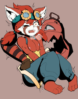 anthro areola backpack big_tongue bodily_fluids breasts breath clothing crying cunnilingus eyewear eyewear_on_head female fur genital_fluids goggles goggles_on_head hair lamp lantern long_tongue nipples oral overalls overalls_only red_body red_eyes red_fur red_hair saliva sex small_breasts solo sucking tail tears tongue tongue_out vaginal vaginal_fluids sillybunny9623 gunfire_reborn nona_(gunfire_reborn) ailurid ghost mammal red_panda spirit undead absurd_res hi_res