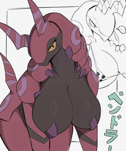 anthro anthrofied bent_over big_breasts bikini bikini_top biped black_body blush blush_lines breasts clothed clothing ellipsis female female_anthro front_view half-closed_eyes hanging_breasts horn huge_breasts kemono looking_at_viewer markings mature_female multicolored_body multicolored_horn multicolored_tail narrowed_eyes nature nature_background no_sclera nude pokemorph presenting presenting_breasts purple_body purple_horn purple_markings purple_tail red_body red_horn red_tail sagging_breasts seductive simple_background skimpy solo speech_bubble swimwear tail text two-piece_swimsuit two_tone_horn two_tone_tail white_background yellow_eyes samuten nintendo pokemon arthropod generation_5_pokemon pokemon_(species) scolipede 2025 colored digital_media_(artwork) japanese_text multiple_images portrait shaded simple_shading three-quarter_portrait
