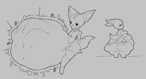 abdominal_bulge ambiguous_gender ambiguous_prey anthro anthro_pred before_and_after belly big_belly big_butt big_ears blush blush_lines bottomwear breasts butt butt_expansion clothing digestion digestion_noises digestion_sequence expansion fat_belly fatal_vore female female_anthro female_pred gurgle_(sound_effect) hand_on_butt huge_belly huge_butt hyper hyper_belly hyper_butt looking_back medium_breasts narrowed_eyes navel office_clothing open_mouth open_smile overweight overweight_anthro overweight_female pencil_skirt rear_view rumbling_stomach shake_lines sitting skirt sloshing_belly smile smug smug_expression solo straining_bottomwear straining_clothing struggling struggling_prey tail vore weight_gain butterly aggretsuko sanrio fenneko canid canine fennec_fox fox mammal true_fox 2025 digital_drawing_(artwork) digital_media_(artwork) greyscale monochrome