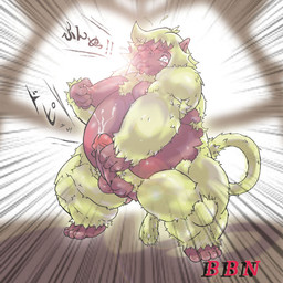 anthro balls belly bodily_fluids cum ejaculation eyes_closed genital_fluids genitals kemono male masturbation moobs nipples overweight overweight_anthro overweight_male penis solo bbn haplorhine mammal monkey primate 1:1 2012