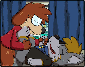 anal anal_penetration anthro blue_scarf bodily_fluids bottomless bottomless_anthro bottomless_male breath brown_body brown_fur brown_hair butt cheek_tuft clothed clothing duo eyewear facial_tuft from_front_position fur genitals glasses gloves_(marking) grey_body grey_fur hair hand_holding leg_markings legs_up lying male male/male markings missionary_position moan on_back open_mouth penetration penile penile_penetration penis penis_in_ass scarf sex socks_(marking) sweat tail text tilde_after_text triforce_symbol tuft wearing_glasses zandermanith artemis_(artemiswolfy) canid canine canis domestic_dog mammal wolf 2025 2d_animation animated artist_name dated digital_media_(artwork) pixel_(artwork) pixel_animation