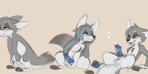 animal_genitalia animal_penis anthro balls blue_body blue_fur blue_penis blush bodily_fluids canine_genitalia canine_penis cum cumshot ejaculation erection eyewear fur genital_fluids genitals glasses grey_body grey_fur half-closed_eyes knot male masturbation narrowed_eyes nude open_mouth orgasm pawpads penile penile_masturbation penis reclining sheath sitting solo spread_legs spreading white_body white_fur reign-2004 maxwell_(reign-2004) canid canine fennec_fox fox mammal true_fox 2015 digital_media_(artwork)