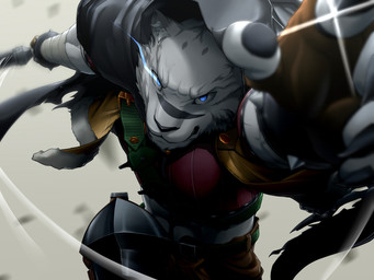 action_pose anthro armband attack black_nose blue_eyes cape claws clothed clothing fingerless_gloves fur gloves grey_body grey_claws grey_fur handwear holding_object holding_weapon kemono knife looking_at_viewer male multicolored_body multicolored_fur muscular muscular_anthro muscular_male pose running solo striped_body striped_fur stripes two_tone_body two_tone_fur weapon white_body white_fur skarltano grimoire_of_zero mercenary_(grimoire_of_zero) felid mammal pantherine tiger 2017 4:3 digital_media_(artwork) hi_res wallpaper