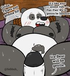 anthro armpit_hair bodily_fluids body_hair bound duo first_person_view front_view genitals inside lying male male/male moobs nude on_back penis questionable_consent sweat sebboh cartoon_network we_bare_bears ice_bear_(we_bare_bears) panda_(we_bare_bears) bear mammal