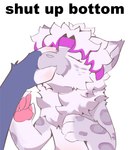 4_fingers accessory ambiguous/ambiguous ambiguous_anthro ambiguous_gender anthro blue_body blue_fur claws duo eyes_closed finger_claws fingerless_(marking) fingers fur grey_body grey_fur grey_spots hand_on_face headband holding_snout leopard_spots mostly_offscreen_character pawpads pink_pawpads shitpost simple_background spots text white_background white_body white_fur bin_tuc felid mammal pantherine snow_leopard digital_drawing_(artwork) digital_media_(artwork) english_text hi_res meme male_(lore)