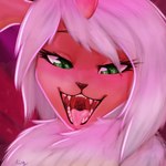 anthro anthrofied dominant dominant_female dynamax female green_eyes macro mouth_shot open_mouth pokemorph solo teeth tongue uvula ringstudios nintendo pokemon rose_duskclaw absol generation_3_pokemon pokemon_(species) shiny_pokemon 1:1 absurd_res hi_res