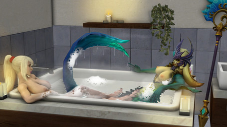 bathtub crossover_ship detailed_background duo female female/female hair inside interspecies nude split_form staff bbdworks eggman_(modeler) league_of_legends metroid nintendo riot_games tencent nami_(lol) samus_aran sarah_bryant aquatic human humanoid mammal merfolk 16:9 3d_(artwork) crossover digital_media_(artwork) hi_res source_filmmaker_(artwork) widescreen