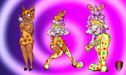 animal_genitalia animal_penis anthro antlers balloon bimbofication bimbofied bodily_fluids breast_growth breasts bulge clown clown_costume clown_nose clown_shoes clown_transformation clownification clownpocalypse corruption cum equine_genitalia equine_penis female flower forced forced_transformation ftg_transformation fti_transformation gender_transformation genital_fluids genital_growth genitals growth gynomorph horn hypnosis inflatable intersex latex lips liquid_latex mind_control penis penis_growth plant scut_tail short_tail solo spiral spiral_eyes squirting_flower tail thick_lips toy toy_gun transformation water_gun ladyfoxheart deer mammal absurd_res hi_res