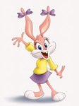 anthro buckteeth female greeting_viewer looking_at_viewer open_mouth open_smile smile smiling_at_viewer solo teeth stanmort tiny_toon_adventures warner_brothers babs_bunny lagomorph leporid mammal rabbit hi_res