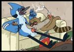 2014 anthro avian balls beak bird black_body blue_body blue_jay body_markings brown_fur cum cum_in_mouth cum_inside cum_on_penis cum_on_self cum_on_stomach cum_string cumshot drugs duo erection fangs feathers fellatio fur gay grin holding_penis humanoid_penis interspecies kaisertaylorproducts leaking lying male mammal marijuana markings masturbation mordecai nude on_back open_mouth oral oral_sex orgasm penis pose presenting raccoon red_eyes regular_show rigby sex sheath sitting smile smoking sofa stripes sucking teeth tongue vein white_body
Rating: Explicit
Score: 8
User: Aquasys
Date: January 19, 2014