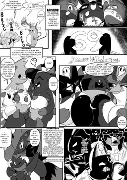 7_panel_comic ambiguous_gender anthro beak big_breasts biped black_nose black_text bodily_fluids breastfeeding breasts butt butt_jiggle cheek_spots closed_smile clothing dialogue exclamation_point eyebrows eyelashes eyes_closed female feral forehead_gem gem group jiggling looking_at_another markings motion_lines mouth_closed one_eye_closed open_mouth open_smile paws pupils question_mark questions_and_answers sharp_teeth smile sound_effects speech_bubble standing tail talking_to_another tears teeth text tongue tongue_out white_sclera heavenlyproductions nintendo pokemon absol ampharos dewott generation_1_pokemon generation_2_pokemon generation_3_pokemon generation_4_pokemon generation_5_pokemon generation_6_pokemon generation_8_pokemon generation_9_pokemon grovyle lucario meowscarada noibat oshawott pokemon_(species) quaquaval quilava raboot raichu rillaboom shinx weavile zoroark 2025 absurd_res comic english_text hi_res monochrome
