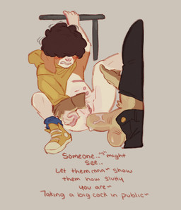 anal anal_penetration andromorph anthro balls belly_nipples blush blush_lines bodily_fluids bodily_fluids_on_penis bottomless bottomless_andromorph bottomless_intersex bottomwear brown_body brown_fur clothed clothing clothing_lift degradation_text dialogue duo embarrassed footwear fur genitals holding_arm holding_railing hoodie humanoid_genitalia intersex intersex/male male mastectomy_scar motion_lines multicolored_body open_bottomwear open_clothing open_pants pants penetration public public_nudity public_sex raised_leg scar sex shaking shirt shirt_lift shoes size_difference sneakers socks tan_body text topwear trembling two_tone_body vulva shipupp shiloh_(shipupp) canid canine canis domestic_dog mammal absurd_res english_text hi_res