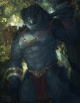 anthro bottomwear clothing detailed_background jewelry loincloth male muscular muscular_anthro muscular_male necklace plant sharp_teeth solo teeth tree weapon izrez warhammer_(franchise) warhammer_fantasy killclaw_kronk kroxigor lizardman lizardman_(warhammer) scalie 2020 hi_res