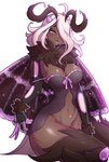 antennae_(anatomy) arm_tuft black_body black_fur breasts female fur hair insect_wings lepidopteran_wings long_hair mature_female neck_tuft purple_eyes solo tuft white_hair wings wrist_tuft redrabbu arthropod insect lepidopteran moth hi_res