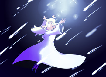 anthro blonde_hair blue_background empty_eyes female glistening glistening_eyes hair horn levitating magic open_mouth raised_arms red_nose simple_background snow snowgrave solo ciroking ratwork deltarune undertale_(series) noelle_holiday deer mammal new_world_deer reindeer hi_res signature