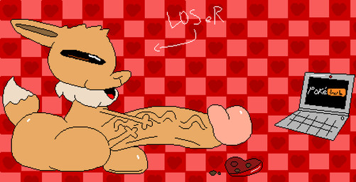 balls big_balls big_butt big_penis brown_body butt checkered checkered_background computer directional_arrow electronics feral floppy_penis genitals gesture glans glistening glistening_balls glistening_butt glistening_genitalia glistening_glans glistening_penis hand_gesture head_tuft heart_symbol holidays huge_penis humanoid_genitalia humanoid_penis hyper hyper_genitalia hyper_penis insult laptop looking_at_porn male masturbation neck_tuft open_mouth pattern_background penis pointing pointing_at_another pornography red_background simple_background sitting solo stroking_penis tail text tongue tuft vein veiny_penis white_text nxyitn nintendo pokemon pornhub valentine's_day canid eevee generation_1_pokemon mammal pokemon_(species) 2d_animation aliasing animated digital_media_(artwork) frame_by_frame loop