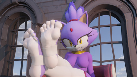 5_toes anthro barefoot breasts feet female foot_fetish foot_focus forehead_gem gem humanoid_feet looking_at_viewer plantigrade sitting smile soles solo stirrup_legwear toes twintails3d sega sonic_the_hedgehog_(series) blaze_the_cat domestic_cat felid feline felis mammal 16:9 3d_(artwork) digital_media_(artwork) hi_res widescreen