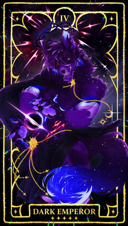 anthro black_hole black_sclera blue_body blue_claws blue_eyes blue_fur card claws cloak cloak_only clothing cosmic_background cosmic_fur cosmic_tail crown dipstick_tail dominant dominant_male emperor esoteric fangs fur glistening glistening_body glowing gold_(metal) gold_jewelry gradient_fur gradient_hair gradient_tail hair headgear jewelry looking_at_viewer magic magic_user major_arcana male markings multicolored_body multicolored_eyes multicolored_fur multicolored_tail muscular muscular_anthro muscular_male neck_tuft pawpads paws powerful purple_body purple_fur purple_hair purple_pawpads red_eyes royalty sharp_teeth solo space tail tail_markings tail_tuft tarot tarot_card teeth the_emperor_(tarot) tuft tufted_fur white_body white_fur white_tail_tip dcayorcus canid canine mammal absurd_res digital_media_(artwork) hi_res