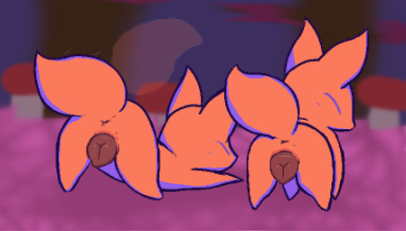 animal_genitalia animal_vulva anus butt canine_genitalia canine_vulva duo female feral genitals presenting presenting_hindquarters presenting_vulva vulva myrotiggy deltarune undertale_(series) canid canine fox fox_spirit mammal netskie
