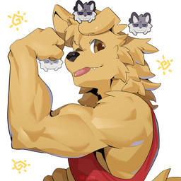 anthro brown_eye clothing flexing flexing_bicep flexing_muscles fur grey_body grey_fur hair looking_at_viewer male muscular muscular_male one_eye_closed purple_eyes shirt simple_background smile smiling_at_viewer tank_top tongue tongue_out topwear white_background wink yellow_body yellow_fur lumii i_think_i_like_you dev_(i_think_i_like_you) ray_(i_think_i_like_you) bird_dog canid canine canis domestic_dog felid golden_retriever hunting_dog mammal pantherine retriever snow_leopard 1:1 absurd_res hi_res