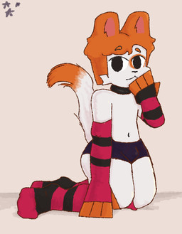 anthro armwear big_butt butt choker clothed clothing curvy_figure eyebrows femboy footwear fur hair half_naked handwear jewelry legwear looking_at_viewer male necklace orange_body orange_fur pose raised_tail simple_background socks solo stockings tail thick_thighs thigh_highs underwear white_body white_fur yoshreveluv orangie_(yoshreveluv) domestic_cat felid feline felis mammal 2023 digital_drawing_(artwork) digital_media_(artwork) shaded simple_shading