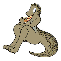 anthro biped eating female food genitals nude pizza simple_background sitting solo vulva trout_(artist) trout_(character) reptile scalie 1:1 2016 aliasing digital_media_(artwork)