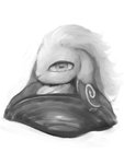 bivalve_shell female horizontal_pupils mollusk_shell pupils semi-anthro shell simple_background solo white_background white_pupils hasukii league_of_legends riot_games tencent kindred_(lol) lamb_(lol) bovid caprine mammal sheep 3:4 hi_res monochrome